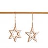 Lot de 4 étoiles en bois à suspendre - 11x10.5 cm - NOEL