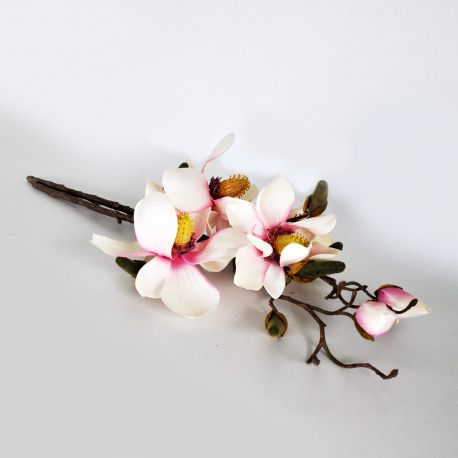 Magnolia rose blanc 50 cm - Fleurs artificielles Florissima