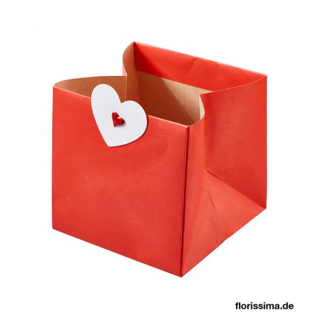 Sac en papier rouge Coeur  X8 - 12x12cm-Déco Florissima