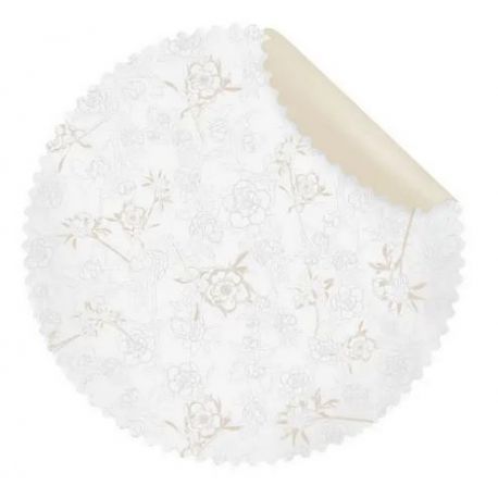 Rosace collerette plastifiée blanche fleurie D68cmx80 - Clayrtons