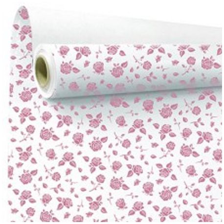 Kraft blanchi motif rose-80cm x 40m-Emballage Clayrton's