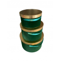 Jocaflor | Set de 3 boites à chapeau VERT velours - 33x20/27x18/20x14.5cm