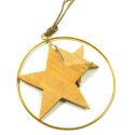 Jocaflor | Set de 2 cercle suspendu décor étoile en bois OR D20cm