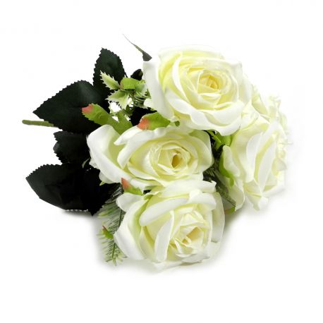 Bouquet de rose blanche 40 cm x 7 - Fleurs artificielles Florissima