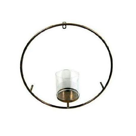 Jocaflor | Bougeoir en cercle avec verrerie - Noir - D 34 cm H 37 cm 