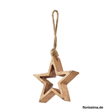Jocaflor | Set de 4 étoiles ouvertes en bois à suspendre-D10cm
