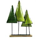 Jocaflor | Ensemble sapin de Noël métal avec support bois - Vert - 28x10x40 cm
