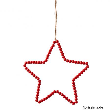 Jocaflor | Set de 3 étoiles perles rouge à suspendre - D20cm