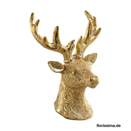 Jocaflor | Set de 2 têtes de cerfs décoratifs or - 8x10.5 cm