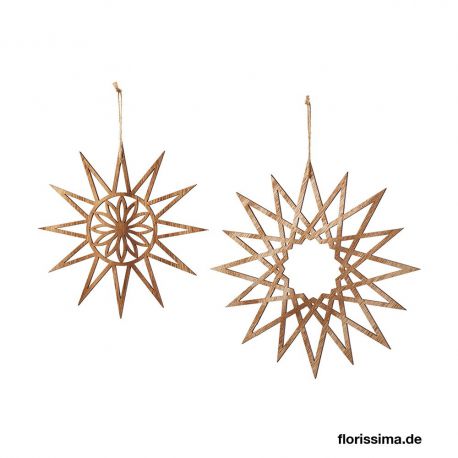 Jocaflor | Set de 2 étoiles en bois décoratifs à suspendre- 24x24/26x26 cm