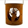 Jocaflor | Pot en métal avec anse-Rouille- Cerf - 18x18x20 cm