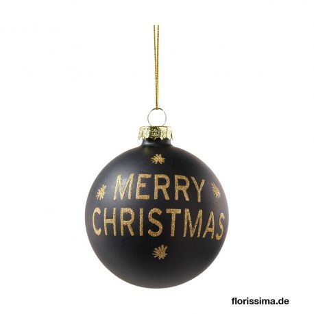 Jocaflor | Set de 12 boules de noel noir Merry Christmas - D8cm