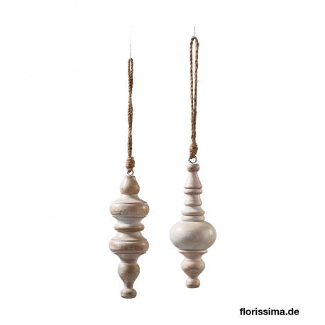 Jocaflor | Set de 2 ornements en bois à suspendre- L18cm D8cm