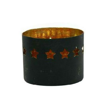 Jocaflor | Set de 3 photophores métal noir/doré motif étoile - 8x8 cm