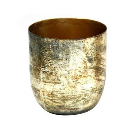 Jocaflor | Set de 2 pots métal antique or - 11x12cm
