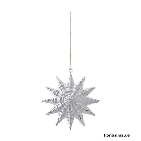 Etoile à suspendre en métal blanc 15 cm x 2  - Noël Florissima