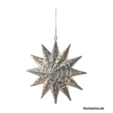 Etoile à susprendre en métal gris  20 cm - Noël Florissima