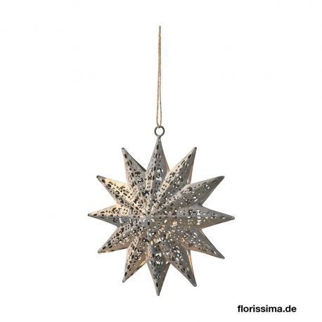 Etoile à suspendre en métal gris 15 cm x 2 - Noël Florissima